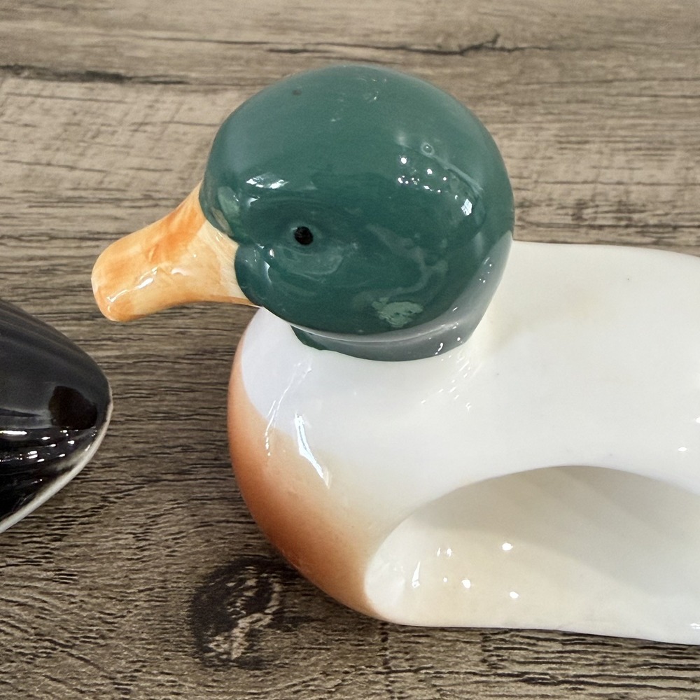 Set Of 4 Mallard Duck Napkin Rings Porcelain Dining Decor Vintage Hunting - Picture 9 of 12